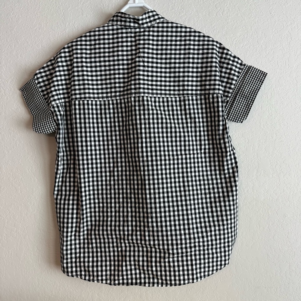 Madewell Oversized Gingham Play Button Down Shirt in Black and White XXS - Picture 6 of 7